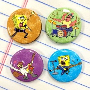 VNTG 2002 SpongeBob SquarePants Punk Pin Buttons- Set of 4
